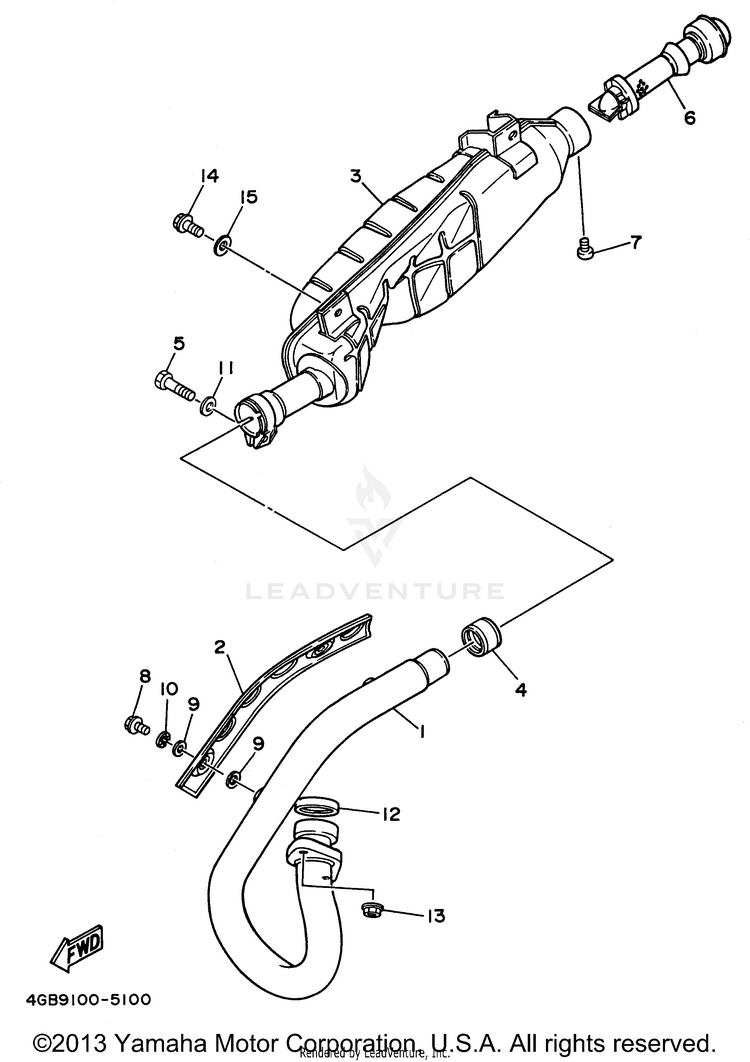 Exhaust BIG BEAR 4WD - YFM350FWH - 1996 Schematic
