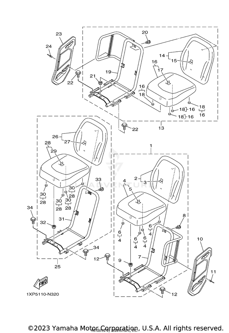 Seat VIKING EPS RANCH - YXM70VPRLC - 2020 Schematic