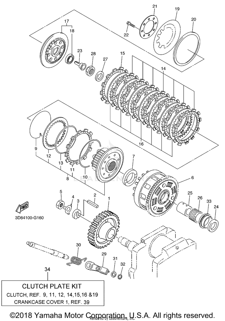 Clutch V STAR 1300 TOURER - XVS13CTXB - 2008 Schematic
