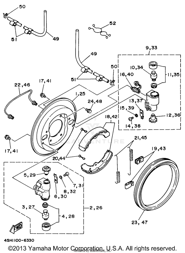 Front Brake BIG BEAR 2WD - YFM350UH - 1996 Schematic