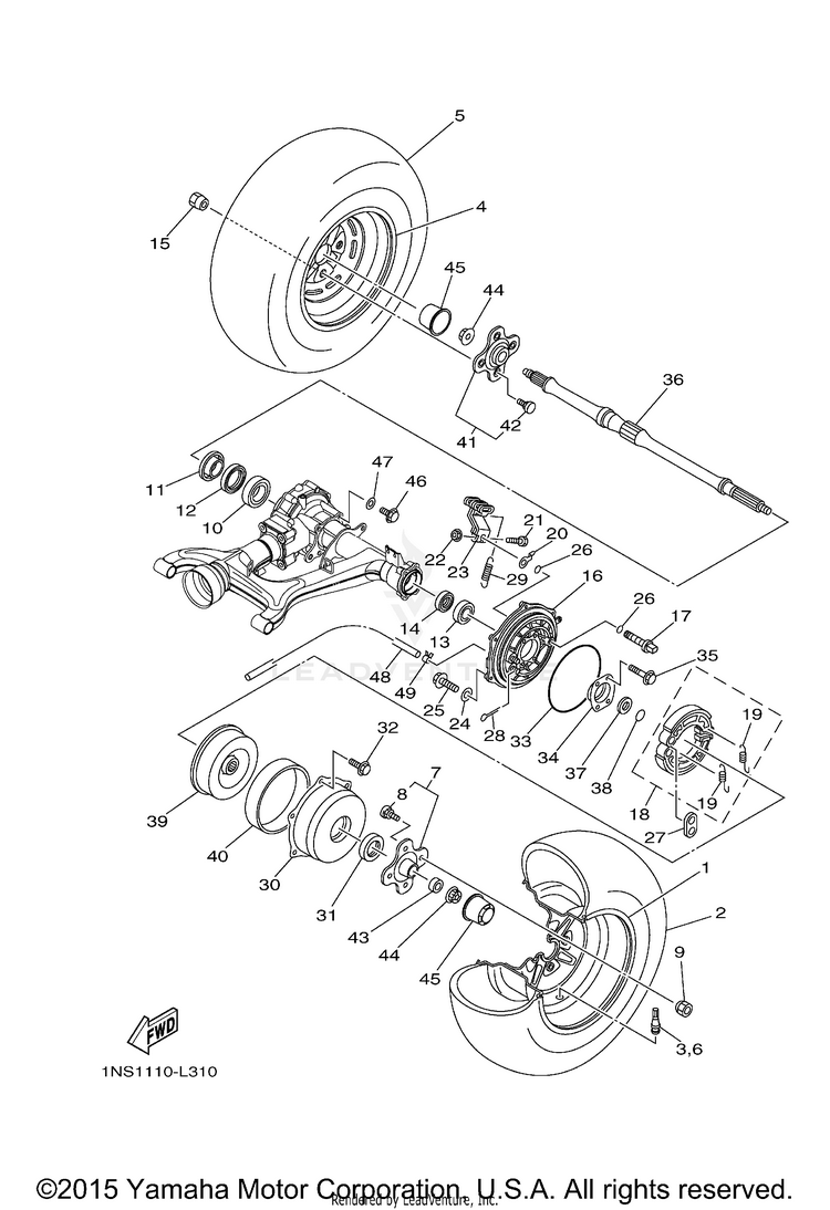 Rear Wheel GRIZZLY 350 4WD - YFM35FGDGR - 2013 Schematic