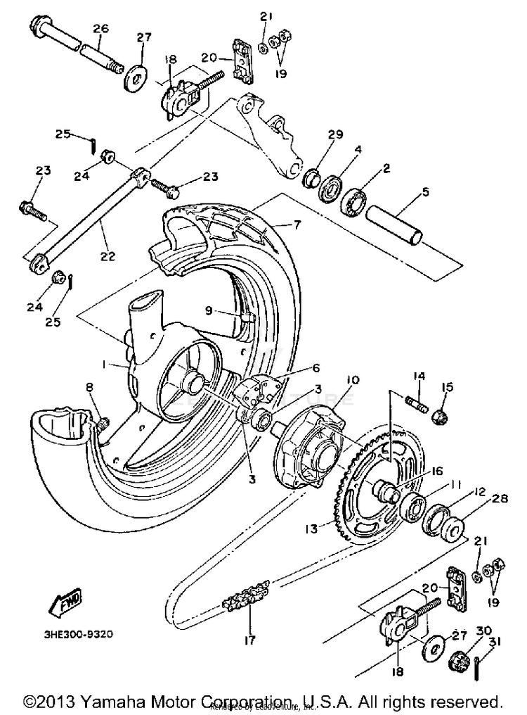 Rear Wheel FZR600AC - 1990 Schematic