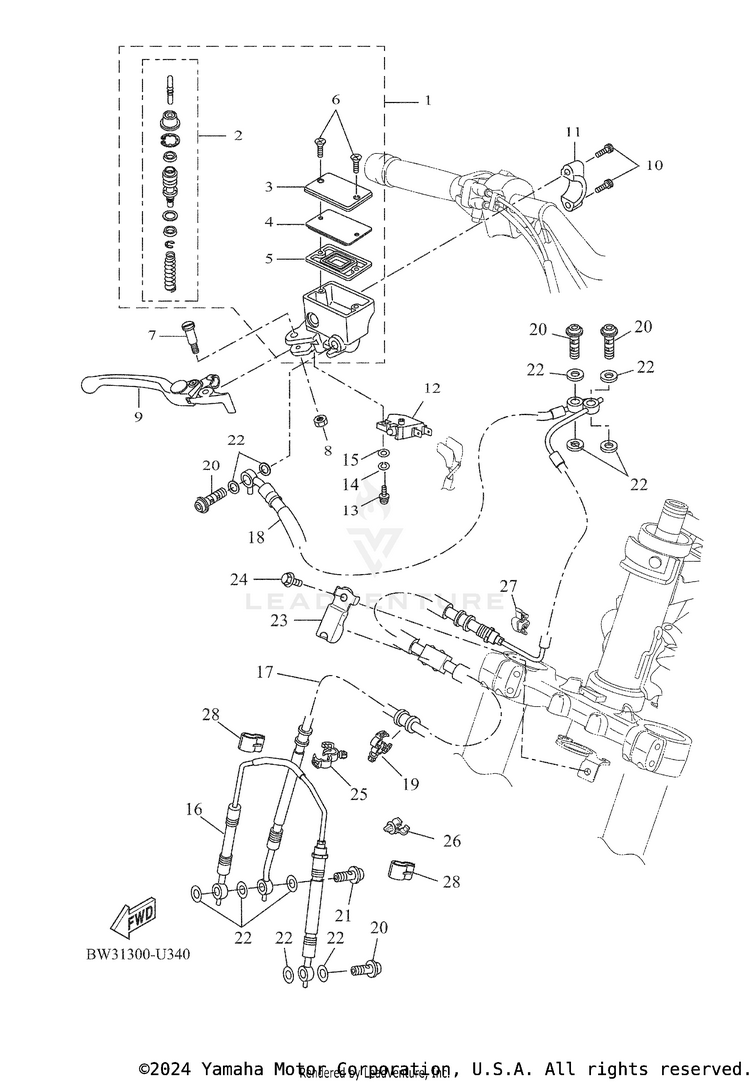 Front Master Cylinder TENERE 700 - XTZ7NB - 2022 Schematic