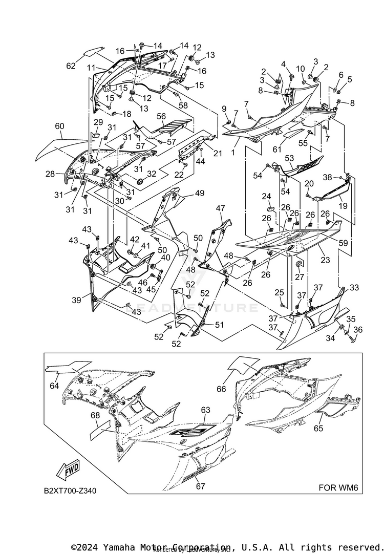 Cowling 1 YZFR3 ABS - YZFR3ARL - 2024 Schematic
