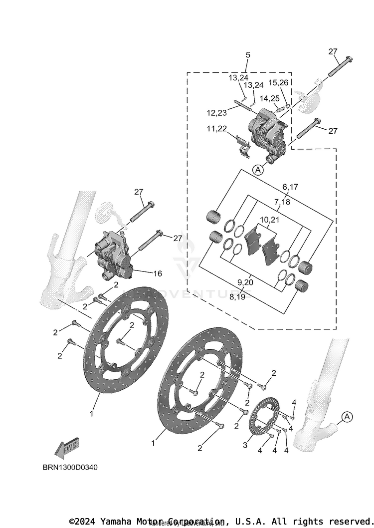 Front Brake Caliper Schematic