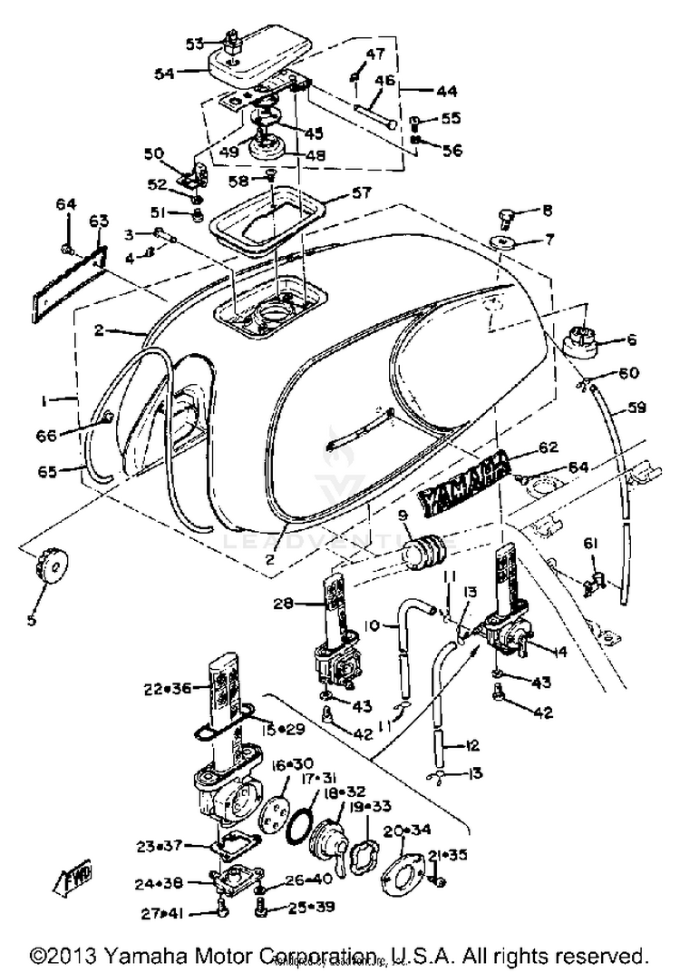 Fuel Tank XS1100G - 1980 Schematic