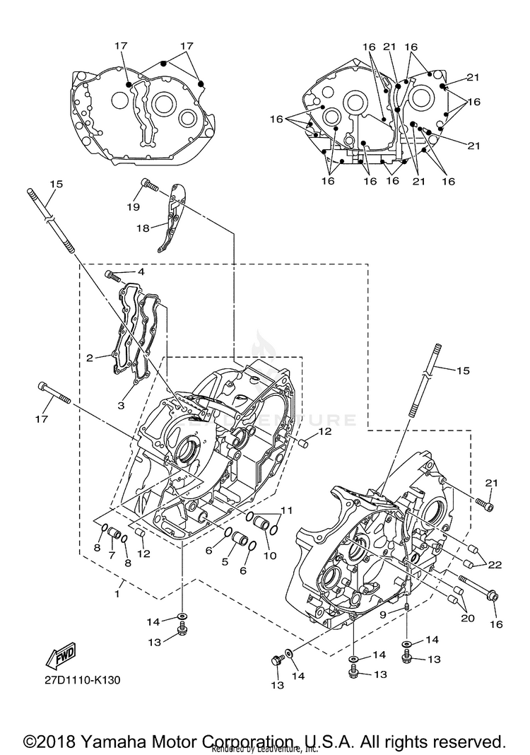 Crankcase STRYKER - XVS13CBCO - 2012 Schematic