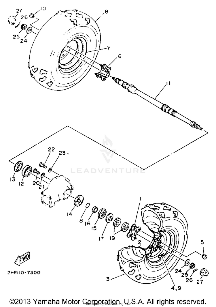 Rear Wheel BIG BEAR 4WD (ME & NH Only) - YFM350FWE_MNH - 1993 Schematic