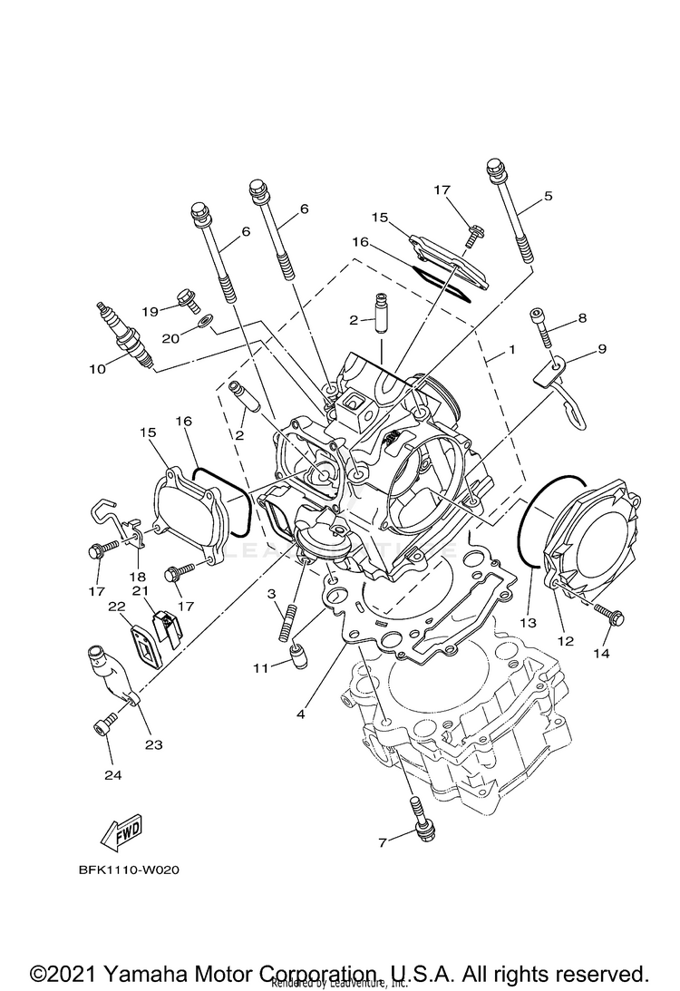 Cylinder Head RAPTOR 700R SPECIAL - YFM70RCCMW - 2021 Schematic