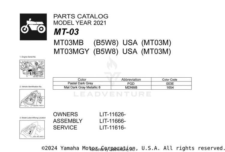 1 Title Page MT-03 - MT03MB - 2021 Schematic