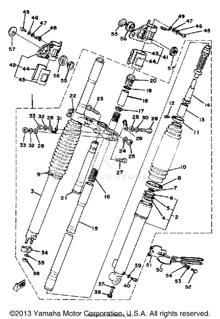 Front Fork XT500E - 1978 Schematic