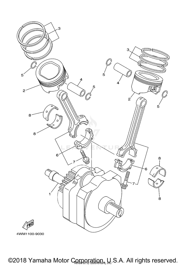Crankshaft Piston ROAD STAR - XV1600AMC - 2000 Schematic