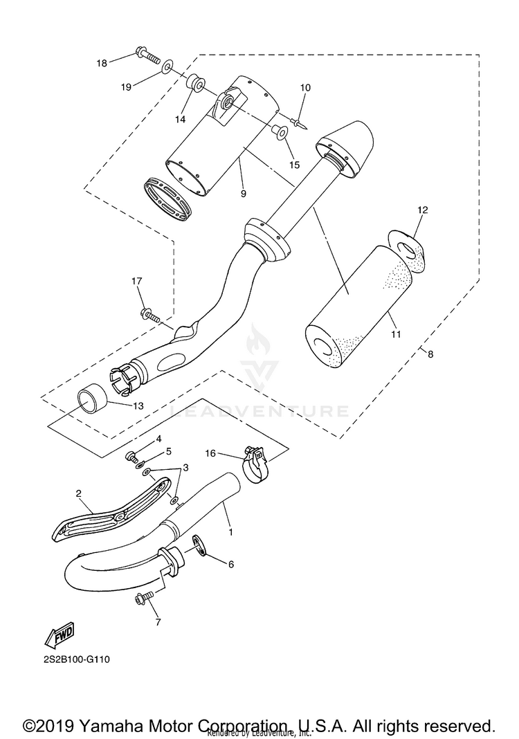 Exhaust YZ450F - YZ450FYL - 2009 Schematic
