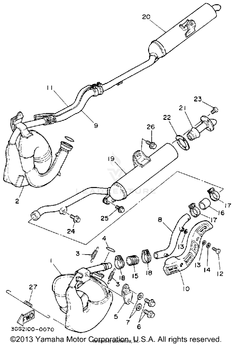Exhaust BANSHEE - YFZ350D_MN - 1992 Schematic
