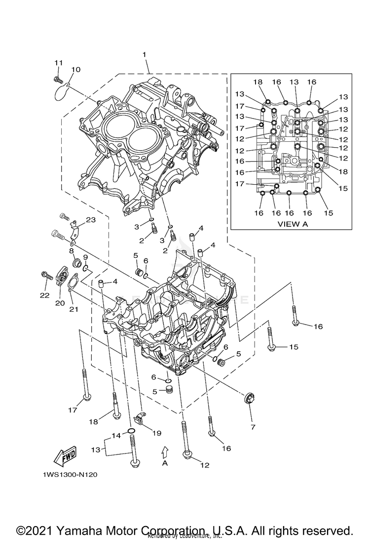 Crankcase FZ07 - FZ07FCGY - 2015 Schematic