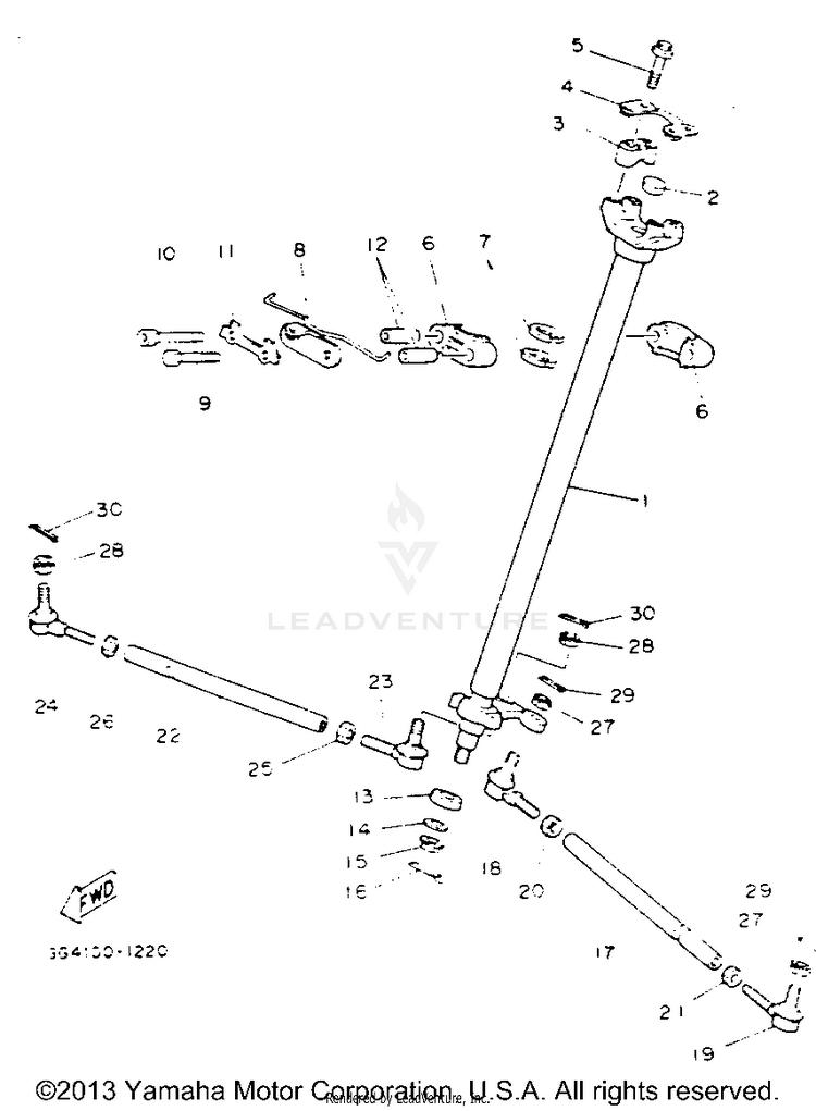 Steering BANSHEE - YFZ350E - 1993 Schematic