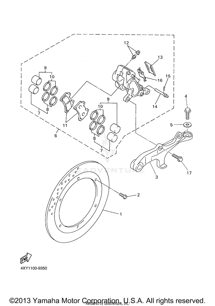 Rear Brake Caliper VENTURE MM LIMITED EDITION (CA Ed.) - XVZ13TFSMC - 2000 Schematic