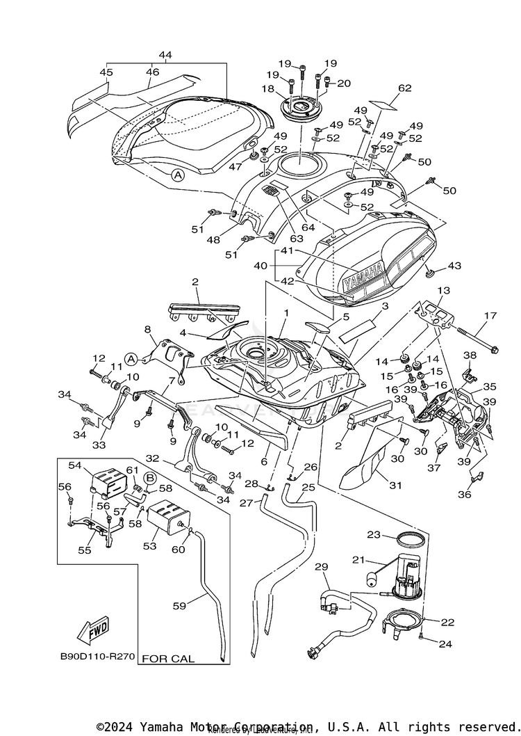 Fuel Tank XSR900 60TH ANNIVERS - XSR900GCY - 2016 Schematic