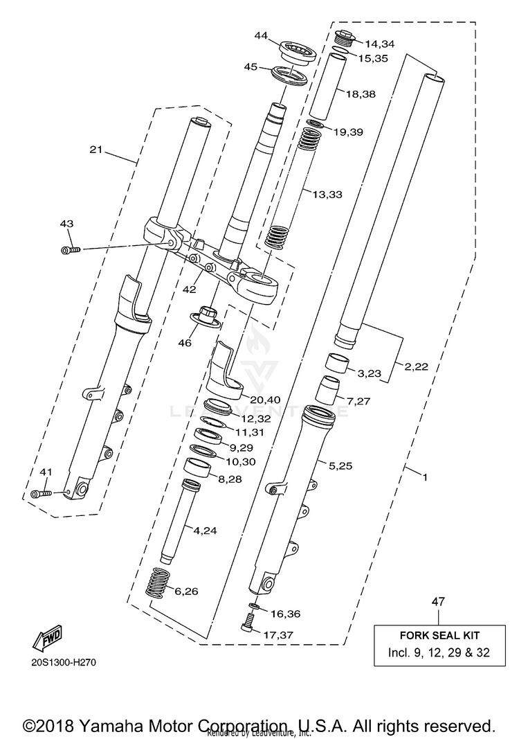 Front Fork FZ6R - FZ6RACB - 2011 Schematic