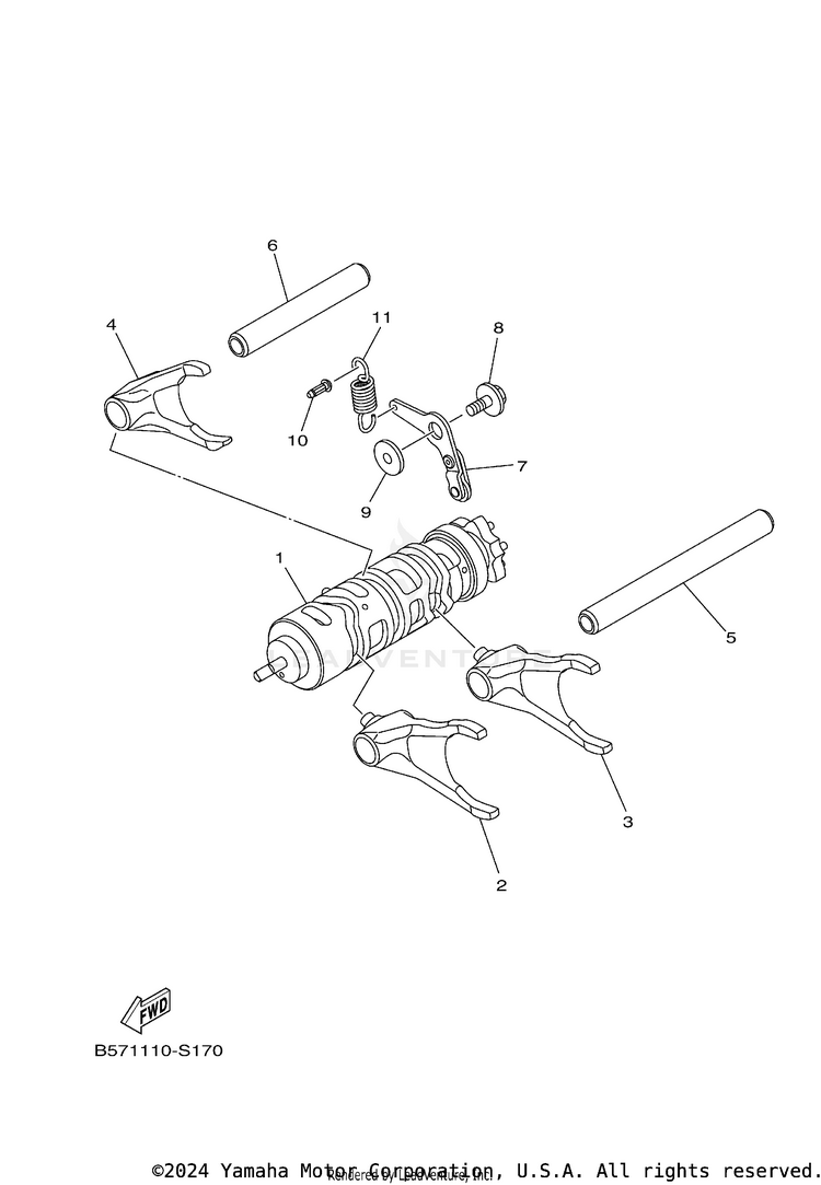 Shift Cam & Fork Schematic