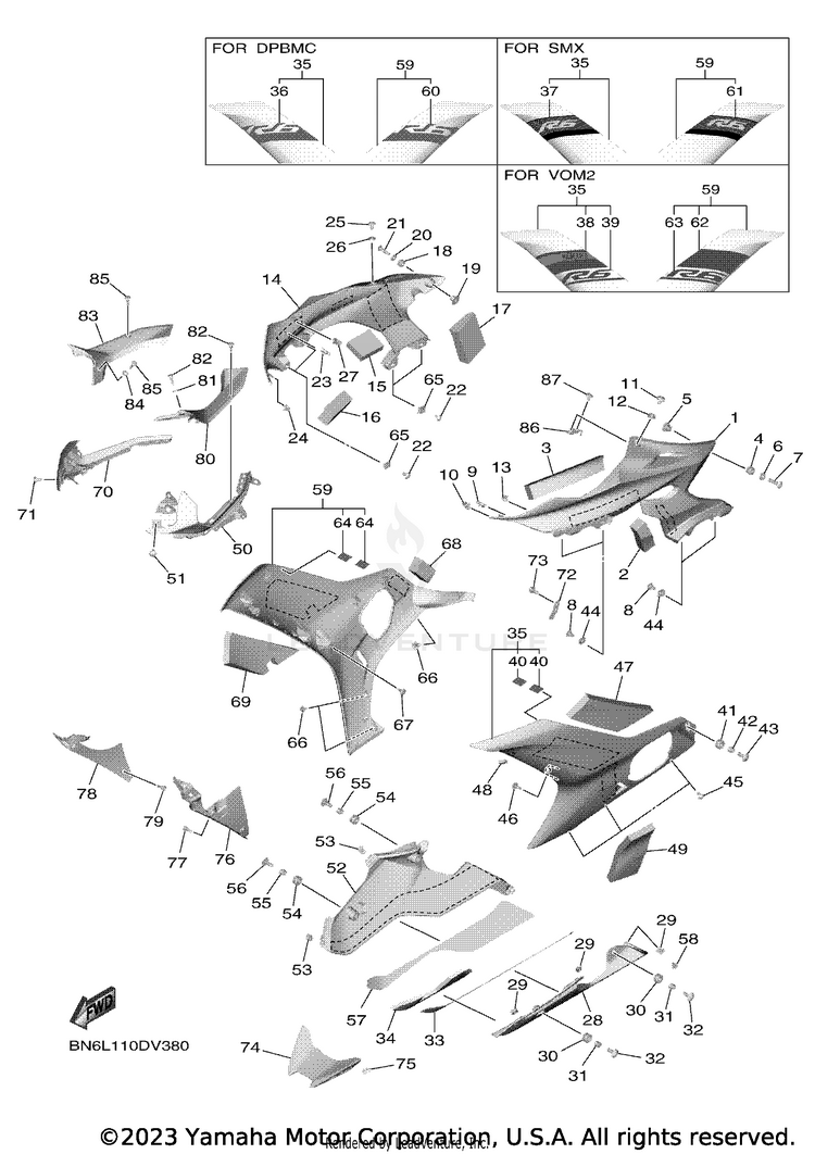 Cowling 2 YZFR6 - YZFR6L1CB - 2020 Schematic