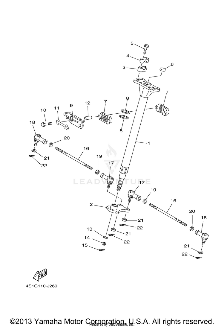 Steering BIG BEAR 400 4WD - YFM40FBAGR - 2011 Schematic