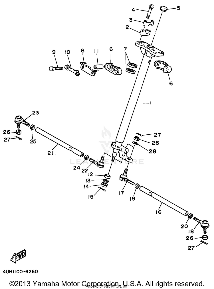 Steering BIG BEAR 2WD - YFM350UH - 1996 Schematic