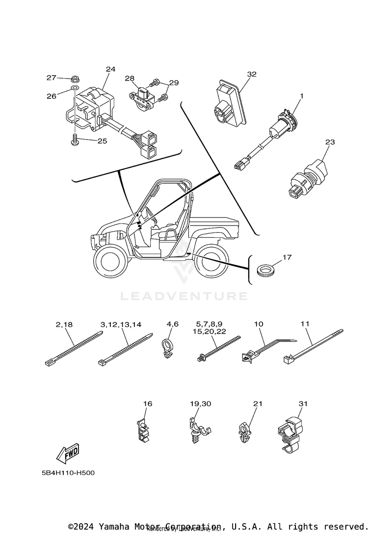 Electrical 2 RHINO 700 FI SPORT E - YXR7FSP2Y - 2009 Schematic