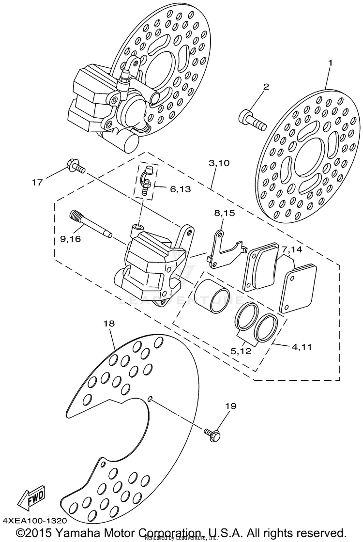 Front Brake Caliper BEAR TRACKER 2WD_REALTREE - YFM250XHP - 2002 Schematic