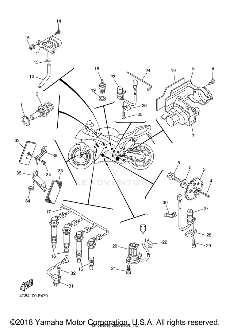 Electrical 1 R1 - YZFR1XCB - 2008 Schematic