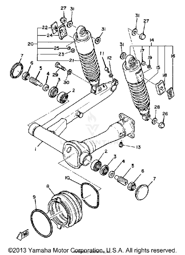 Rear Arm Suspension XS1100SG - 1980 Schematic