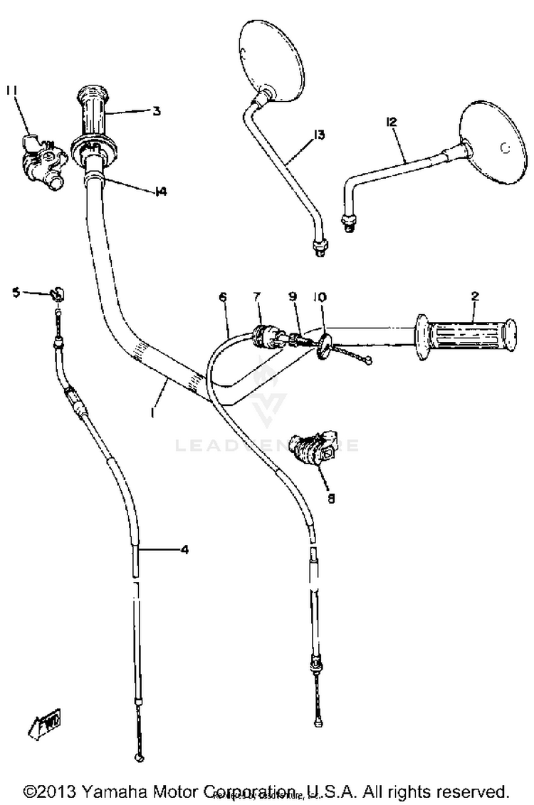 Handlebar Cable XS1100H - 1981 Schematic