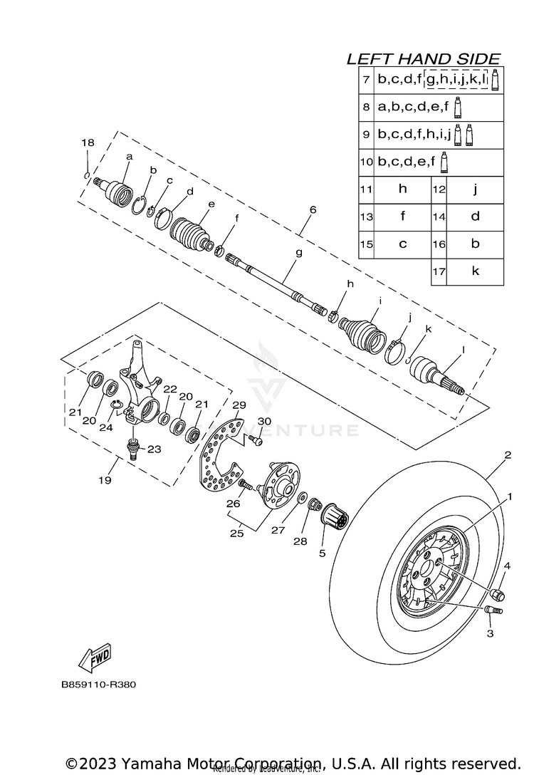 Front Wheel VIKING EPS RANCH - YXM70VPRLC - 2020 Schematic