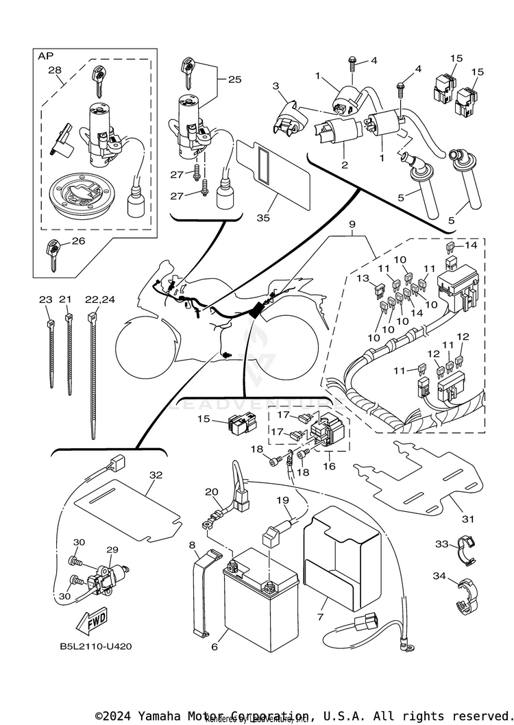 Electrical 1 YZFR3 ABS - YZFR3AKB - 2019 Schematic