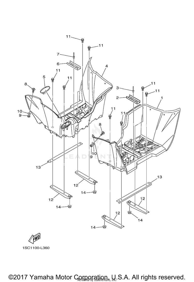 Stand Footrest GRIZZLY 300 - YFM30GBGR - 2012 Schematic