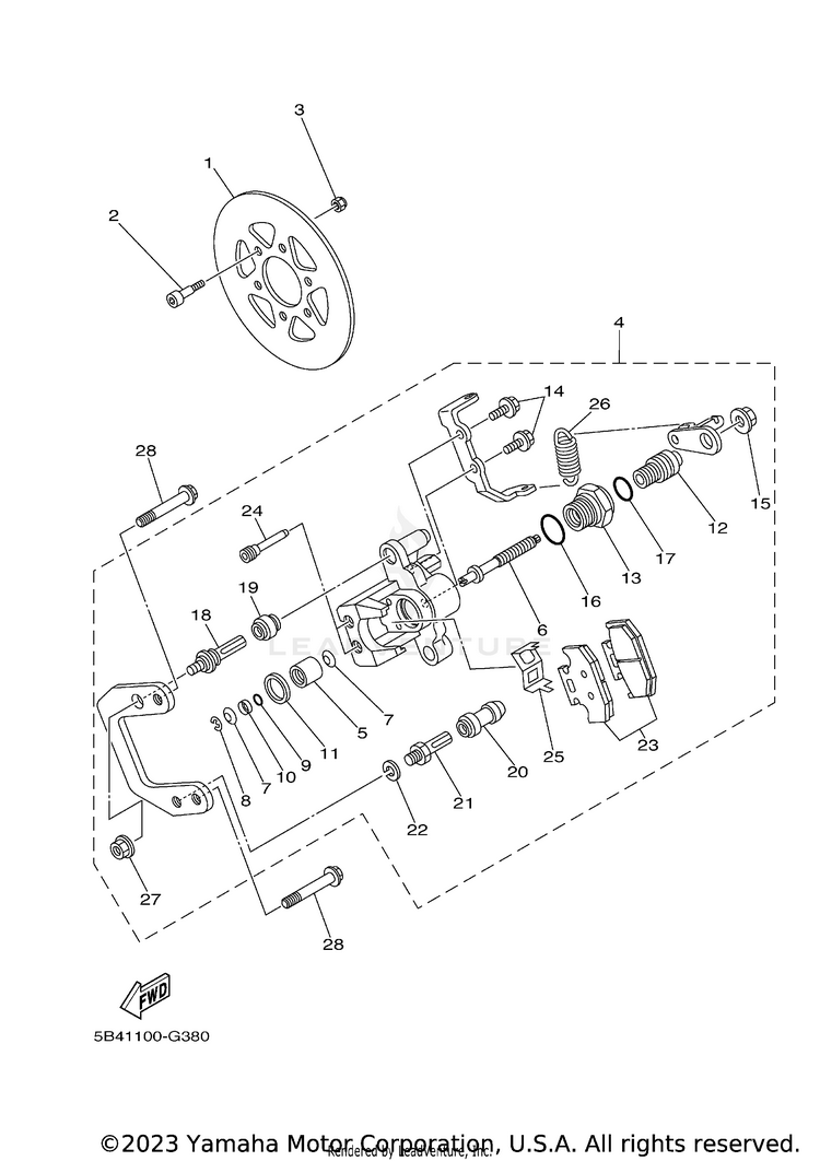 Rear Brake Caliper 2 RHINO 700 FI  SPECIA - YXR7FSEYB - 2009 Schematic