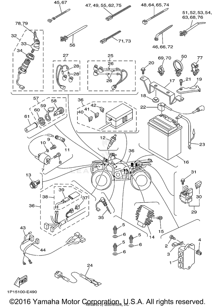 Electrical 1 GRIZZLY 400 - YFM4FGW - 2007 Schematic