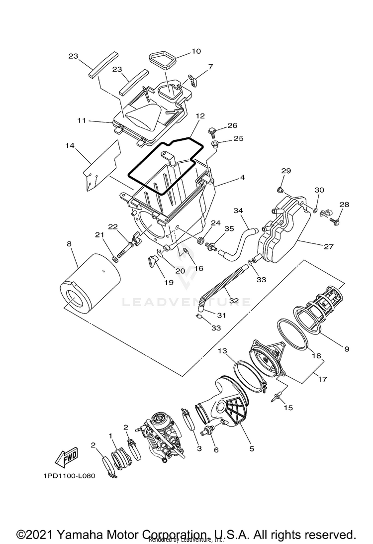 Intake YFZ450 - YFZ45BB - 2012 Schematic