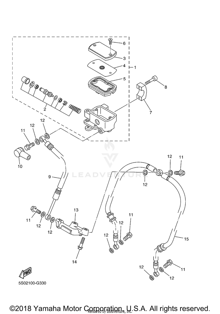 Front Master Cylinder V STAR 1100 SILVERADO - XVS11ATXCB - 2008 Schematic