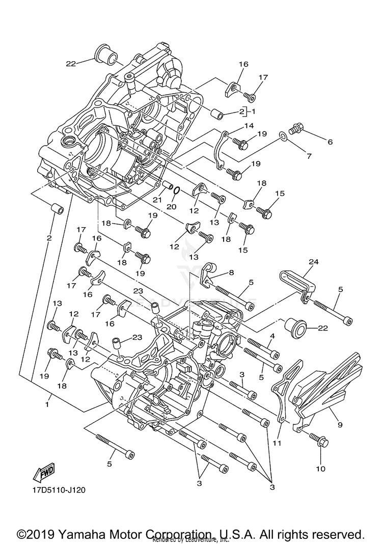 Crankcase YZ250F - YZ250FAB - 2011 Schematic