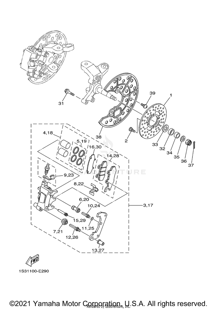 Front Brake Caliper YFZ450 SPECIAL EDITI - YFZ450SP2X - 2008 Schematic