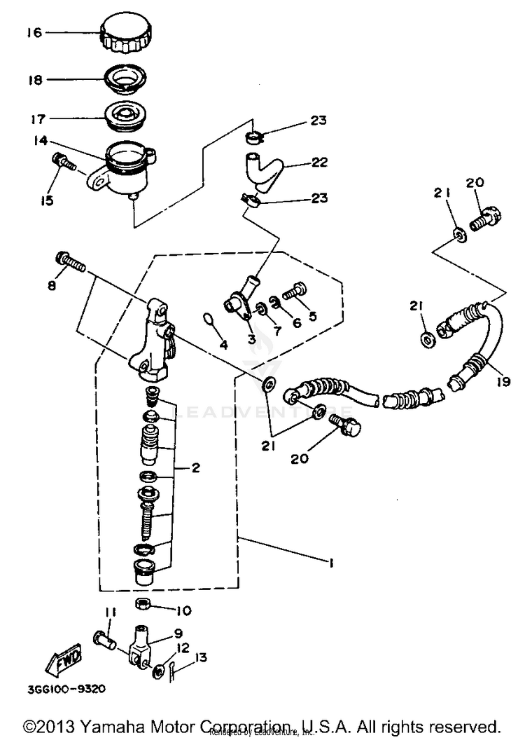 Rear Master Cylinder BANSHEE - YFZ350G_MN - 1995 Schematic