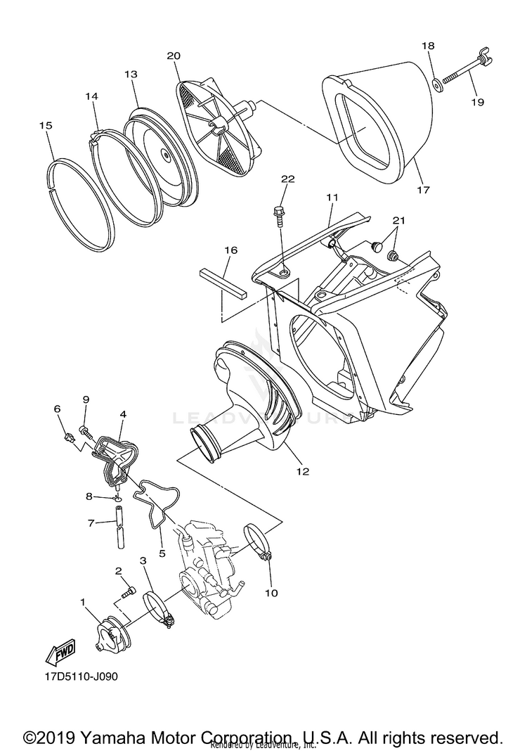 Intake YZ250F - YZ250FAB - 2011 Schematic