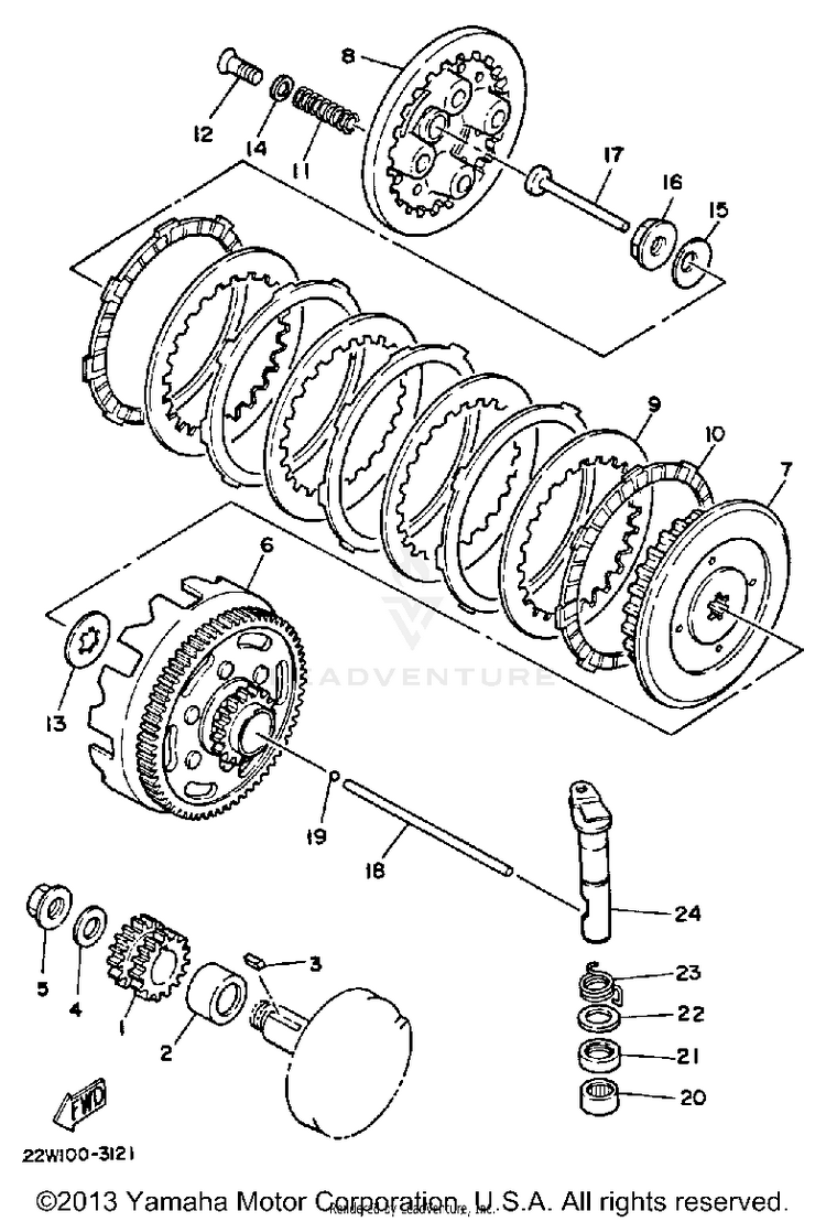Clutch YZ80 - YZ80L - 1999 Schematic