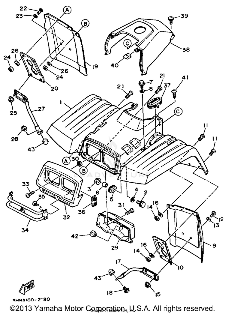 Front Fender BIG BEAR 4WD - YFM350FWE - 1993 Schematic