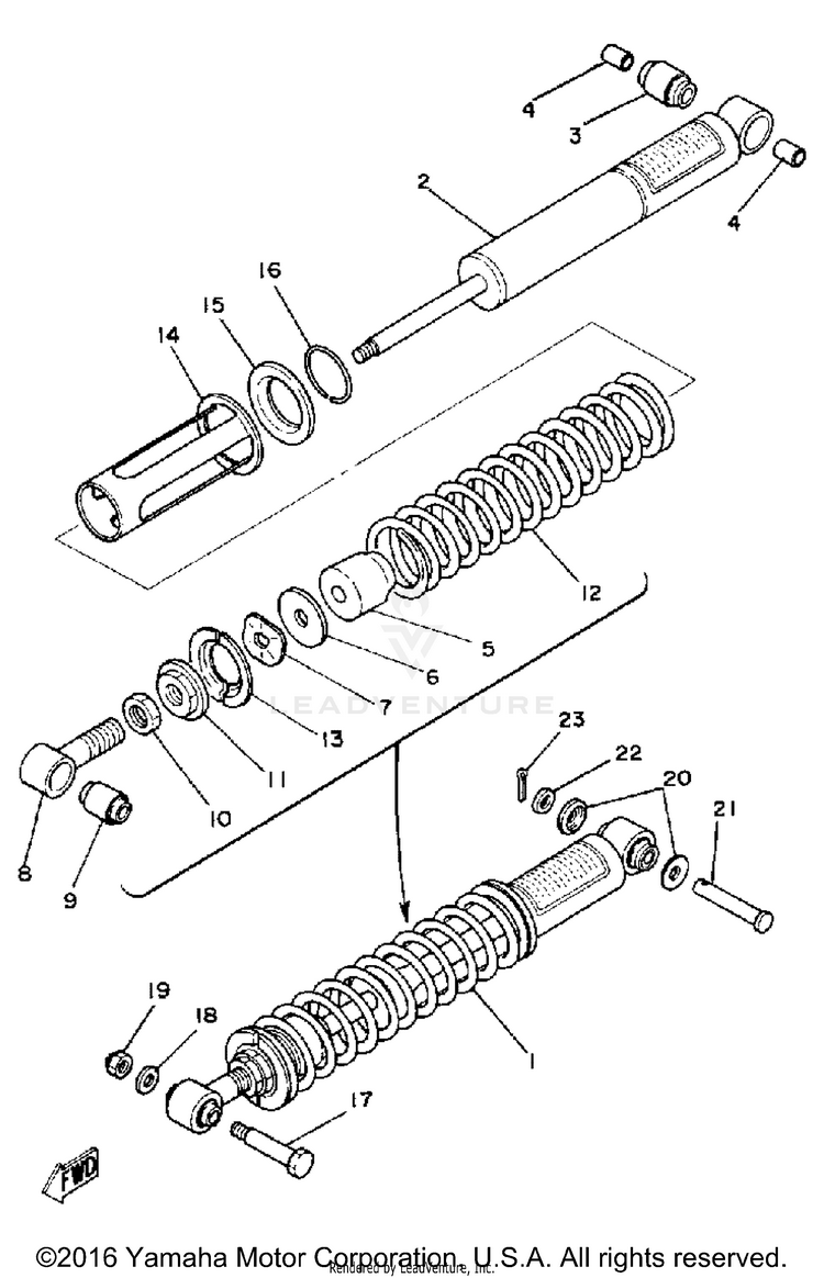 Rear Suspension XT250 - XT250H_198 - 1981 Schematic