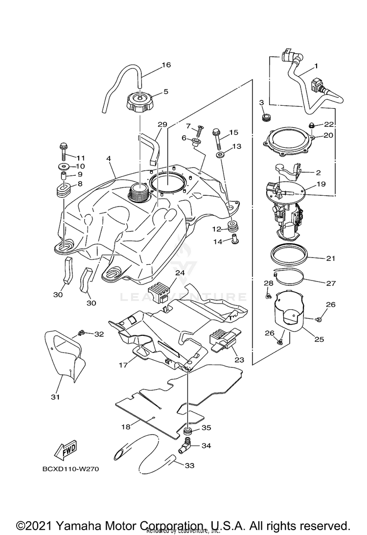 Fuel Tank RAPTOR 700R - YFM70RSCML - 2021 Schematic
