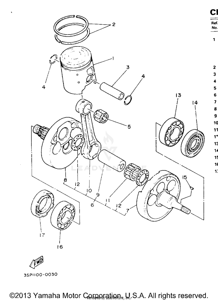 Crankshaft - Piston YZ250E - 1993 Schematic