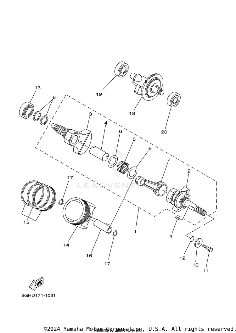 Crankshaft Piston GRIZZLEY 450 HUNTING - YFM450DAEH - 2014 Schematic