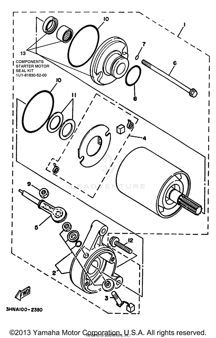 Starting Motor BIG BEAR 4WD - YFM350FWE - 1993 Schematic